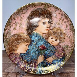 Edna Hibel Mothers Day Plate 1990 Limited Edition Elizabeth Jordan & Janie